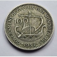 CYPRUS 1957 100 MILS COIN RARE KEY DATE