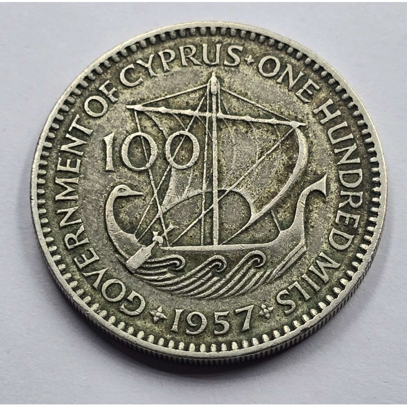 CYPRUS 1957 100 MILS COIN RARE KEY DATE WORLD COINS