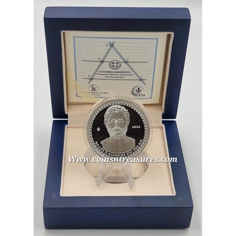 GREECE 2024 Mathematicians THALES OF MILETUS SILVER PROOF COIN WORLD COINS