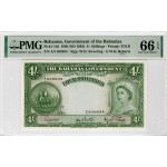 BAHAMAS 1963 10 SHILLINGS QEII P13d PMG 66 EPQ WORLD BANKNOTES