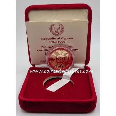 CYPRUS 1990 GOLD PROOF COIN 30th Anniversary