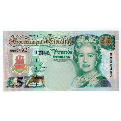 GIBRALTAR 5 POUND 1988 P20e BANKNOTE QEII UNC