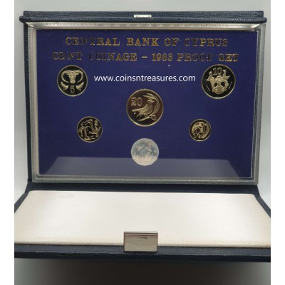 CYPRUS 1983 YEAR FIRST DECIMAL PROOF COIN SET IN LUXURY CASE