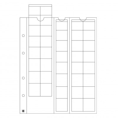 Optima 5 coin sheets, for Euro Sets up to 26 mm Ø, clear