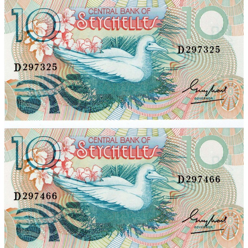 AFRICA SEYCHELLES 1979 UNC CONSEQUTIVE 10 RUPEES BANKNOTES P23 WORLD BANKNOTES