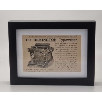 VINTAGE ORIGINAL PAPER AD - PALL MALL MAGAZINE LONDON 1895 - REMINGTON TYPEWRITER - FRAMED