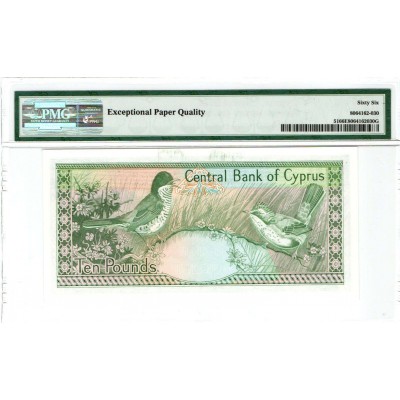 CYPRUS 10 POUNDS 1987 BANKNOTE PMG 66 p51