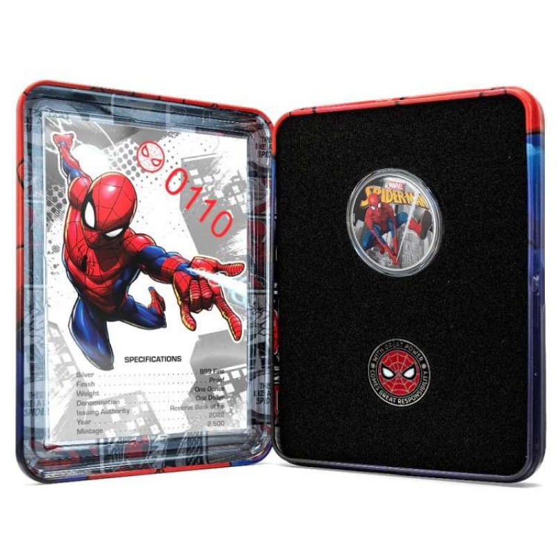 FIJI 2022 SPIDERMAN – MARVEL 1 OZ PROOF SILVER COIN GOLD AND SILVER BULLION