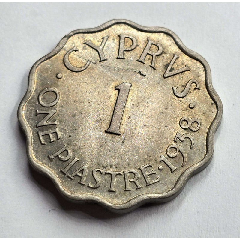 CYPRUS 1 PIASTRE 1938 COIN OF KGVI IN AU-UNC WORLD COINS