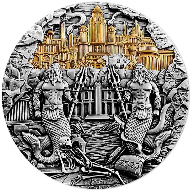 Atlantis 5 oz Samoa Silver antique finish coin 10 Dollar 2025 GOLD AND SILVER BULLION