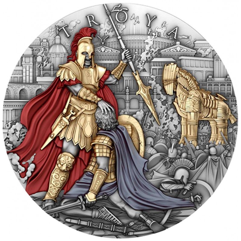 TROYA Greek mythology 2 Oz Silver Coin 5$ Niue 2024 GOLD AND SILVER BULLION
