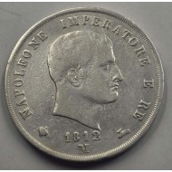 Italy Napoleon Bonaparte Silver 5 Lire coin 1812 M