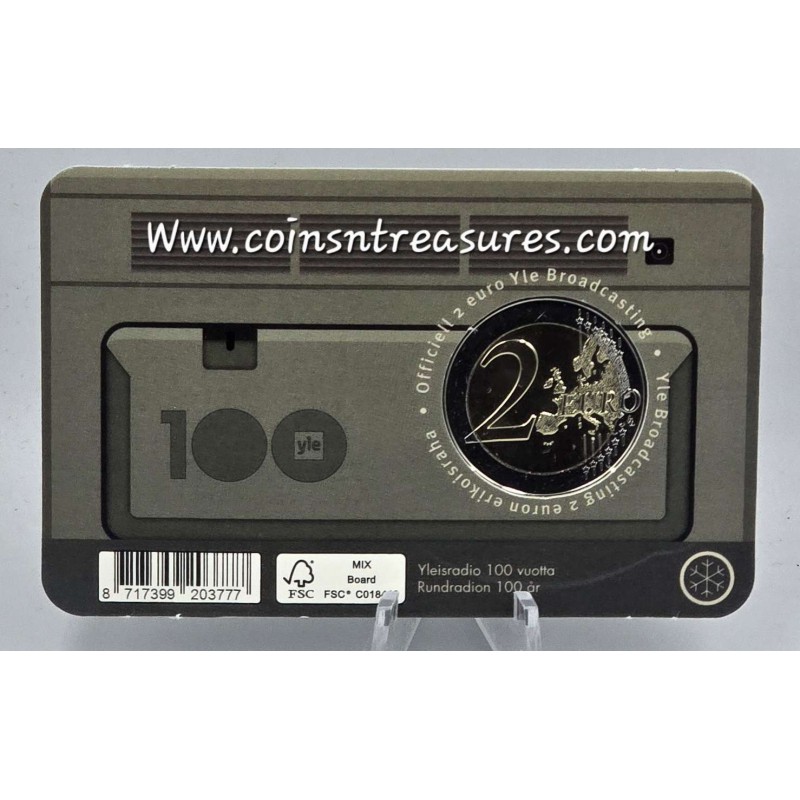 Finland 2 euro 2026 100 years Yle Broadcasting radio Coin card WORLD COINS