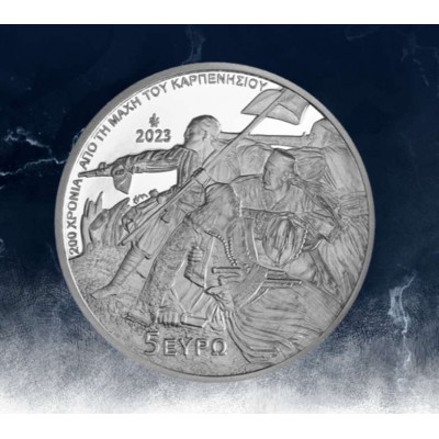 GREECE 2023 5 EURO BATTLE OF KARPENISI SILVER COIN