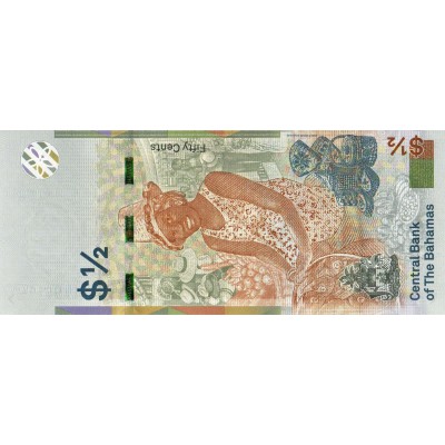 BAHAMAS 2019 1/2 DOLLAR QEII P76a UNC QUEEN ELIZABETH II
