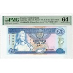 CYPRUS 20 POUNDS 1992 BANKNOTE PMG 64 p56a LOW NUMBER WORLD BANKNOTES