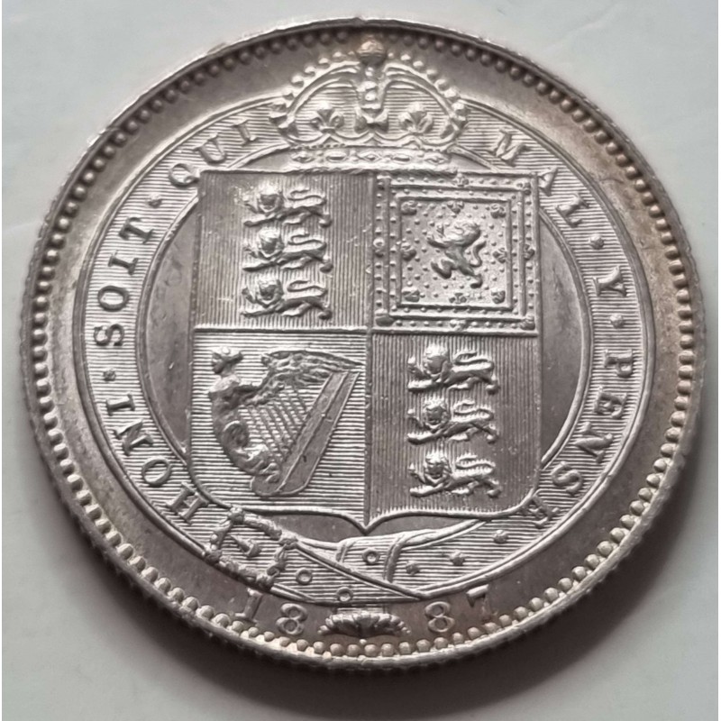 GREAT BRITAIN UK 1887 SILVER ONE SHILLING COIN VICTORIA WORLD COINS