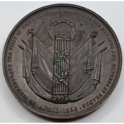 Medal visit of Napoleon III and the Empress Eugénie to England 1855 QUEEN VICTORIA