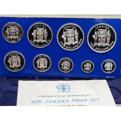 JAMAICA SILVER PROOF COIN YEAR SET 1976 BY FRANKLIN MINT