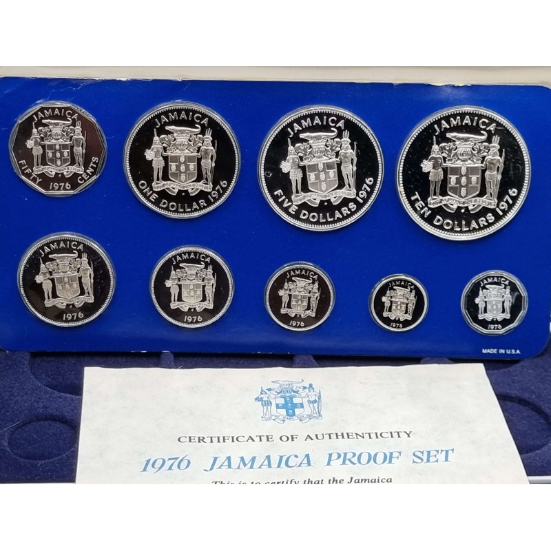 JAMAICA SILVER PROOF COIN YEAR SET 1976 BY FRANKLIN MINT WORLD COINS