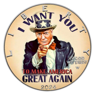 Uncle Trump Wants You 2024 1 oz American Silver Eagle Colorized Coin
