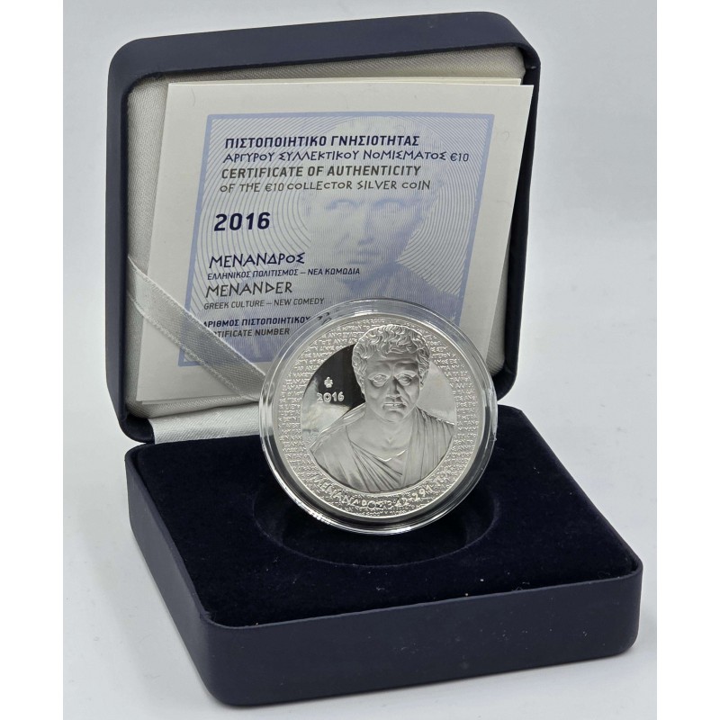 GREECE 2016 GREEK CULTURE MENANDER SILVER PROOF COIN WORLD COINS