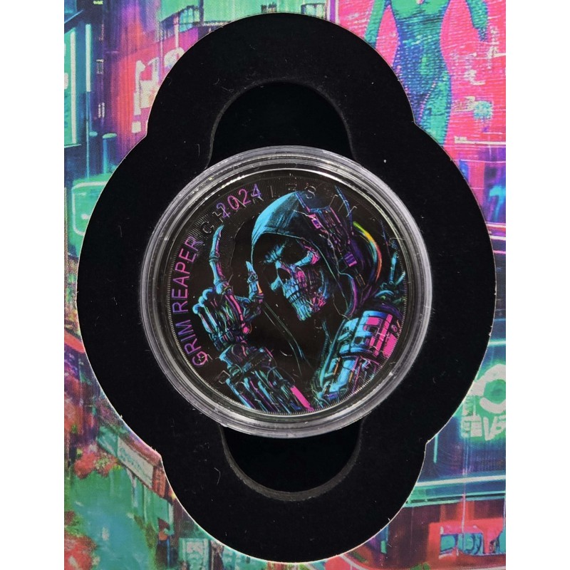 GRIM REAPER II Cyberpunk 1 Oz Silver Coin 2024 Canada GOLD AND SILVER BULLION