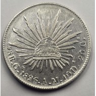 MEXICO 8 REALES SILVER COIN EAGLE 1896 Cn AM