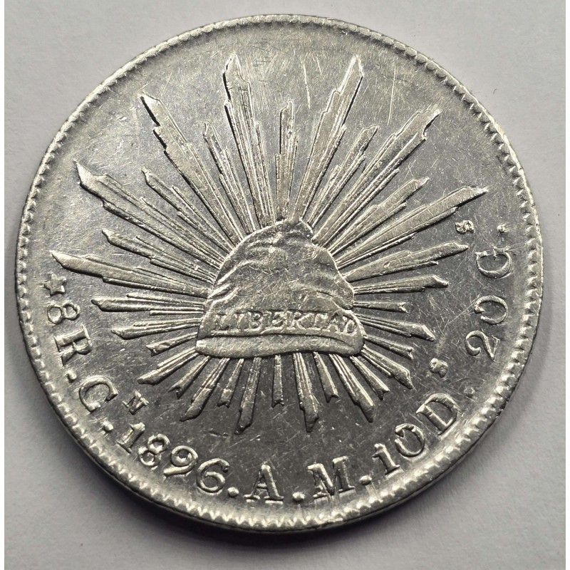 MEXICO 8 REALES SILVER COIN EAGLE 1896 Cn AM WORLD COINS