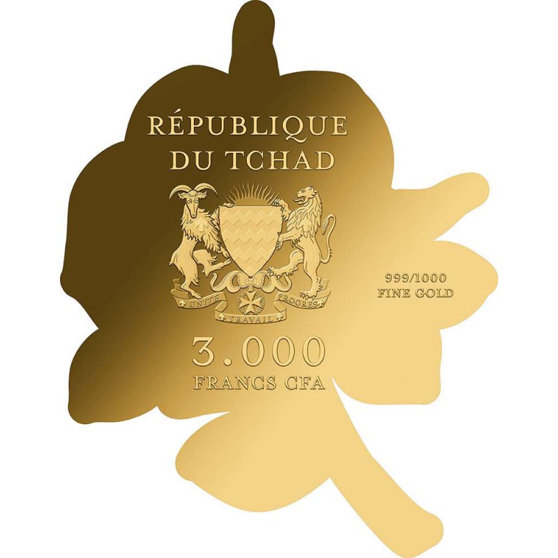 ROSE 1/1000 Oz Gold Coin 3000 Francs Chad 2023 Prooflike GOLD AND SILVER BULLION