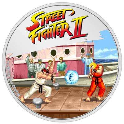 STREET FIGHTER II SILVER 1oz 30TH ANNIVERSARY VIDEO GAME PROOF COIN NZT IN ARCADE MACHINE