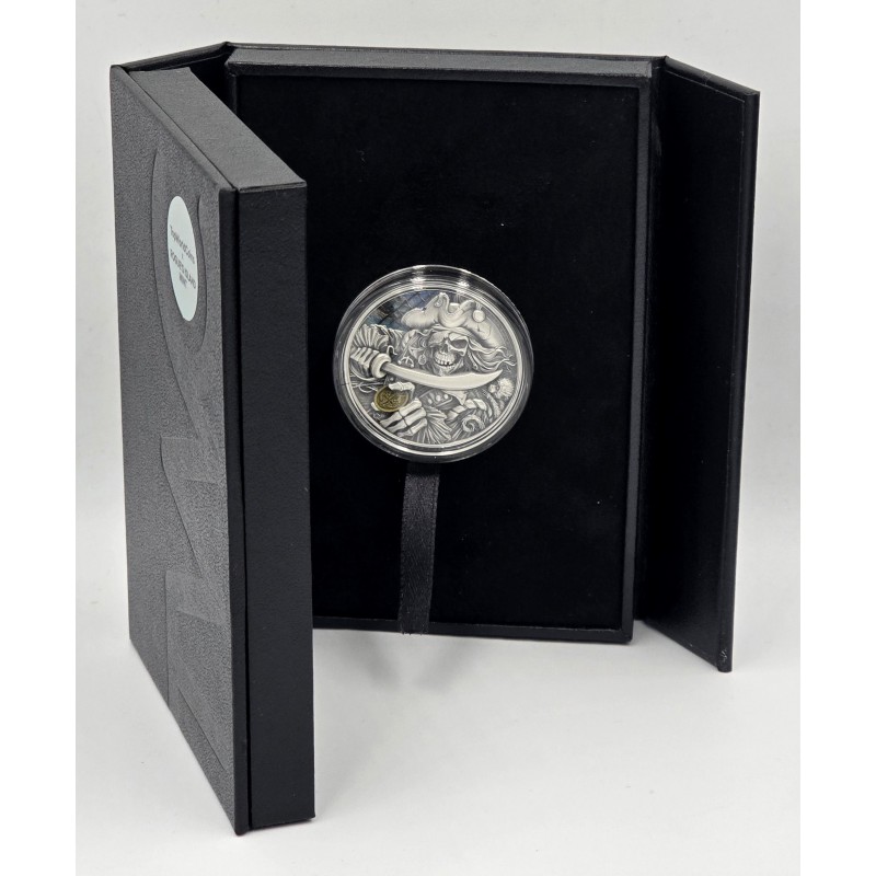 PIRATE Memento Mori 1 Oz Silver Coin 5 Cedis Ghana 2025 GOLD AND SILVER BULLION