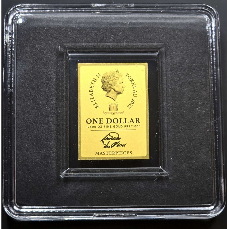 Tokelau Coin Bar 1/500 .999 Gold Da Vinci Vitruvian man GOLD AND SILVER BULLION