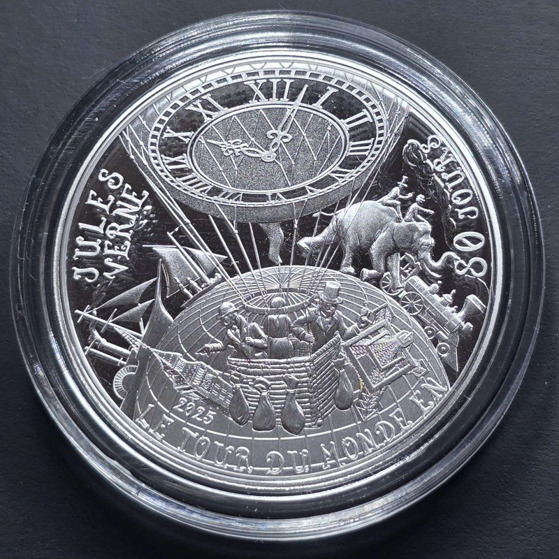 France 2025 Jules Verne Around the World in 80 Days Proof Silver Coin WORLD COINS