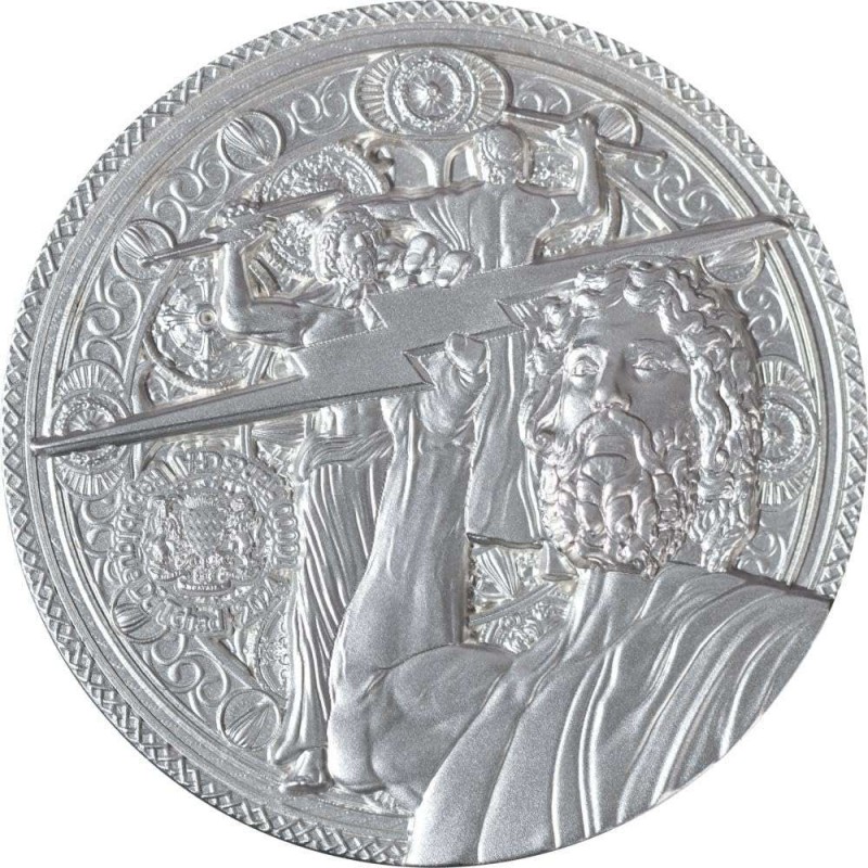ZEUS AT OLYMPIA 2 Oz Silver Coin 10000 Francs Chad 2024 GOLD AND SILVER BULLION