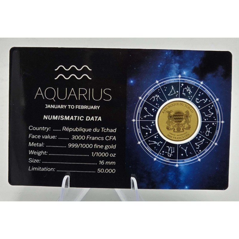 ZODIAC SIGNS AQUARIUS 1/1000 Oz Gold Coin GOLD AND SILVER BULLION