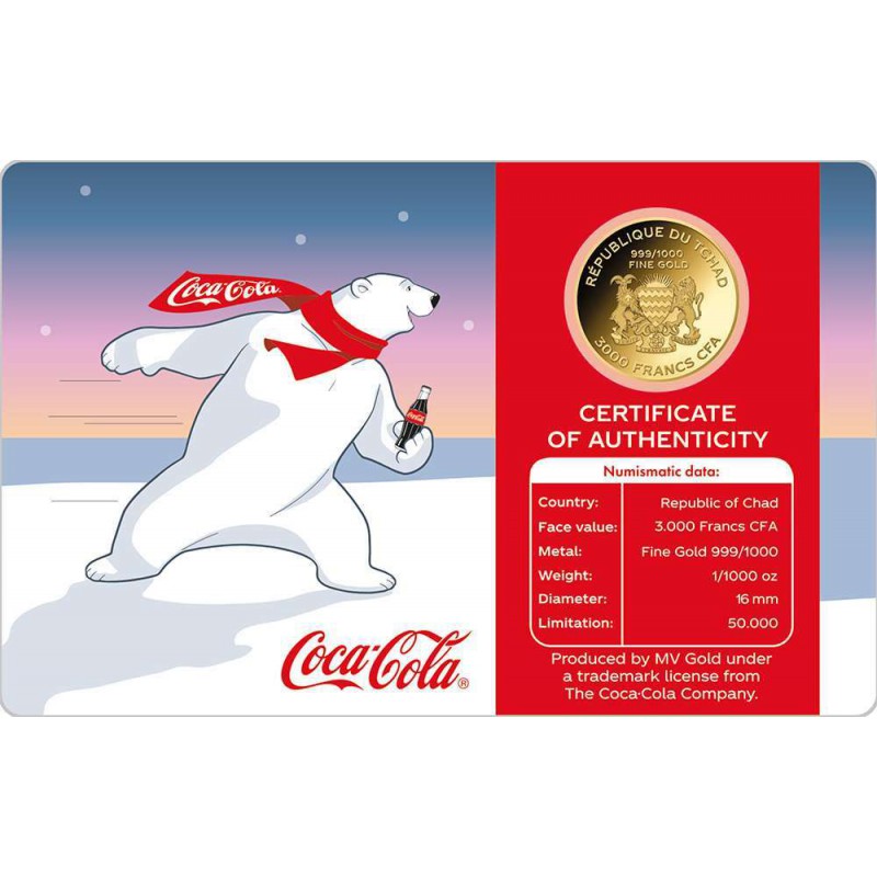COCA COLA II collection 1/1000 Oz .999 Gold 3 coin cards Album GOLD AND SILVER BULLION