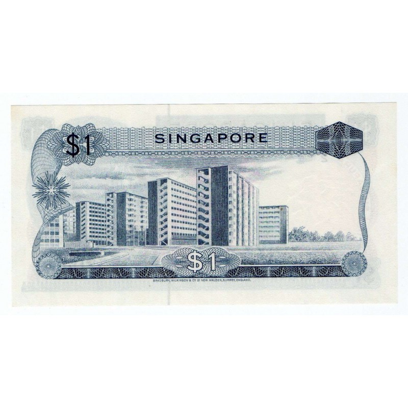 SINGAPORE 1 DOLLAR 1972 UNC BANKNOTE ORCHID FLOWER SERIES WORLD BANKNOTES