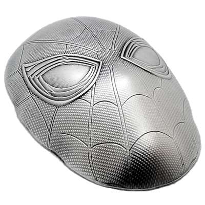 Fiji 2019 Marvel Spiderman Mask Shaped 2 oz Silver Coin