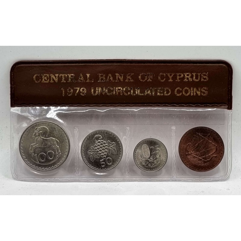 CYPRUS 1979 YEAR SET MILS COINS IN ORIGINAL WALLET WORLD COINS