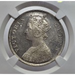 British India Silver 1 rupee 1862 B Victoria Gothic style NGC MS62 WORLD COINS