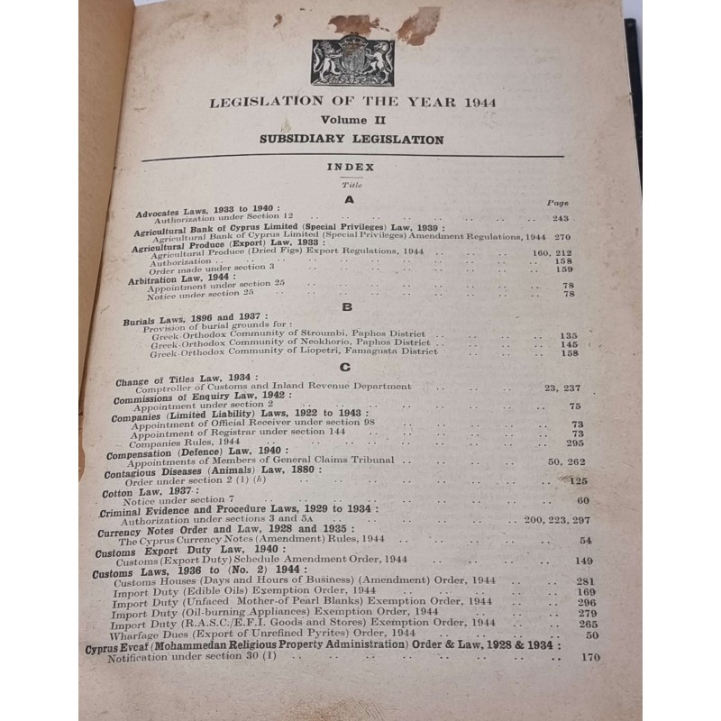 STATUE LAWS OF CYPRUS 1941-1942-1943 -1944-1945-1946-1947 LEATHER HARDCOVER 4 BOOKS COLLECTION ANTIQUES & OTHER COLLECTIBLES