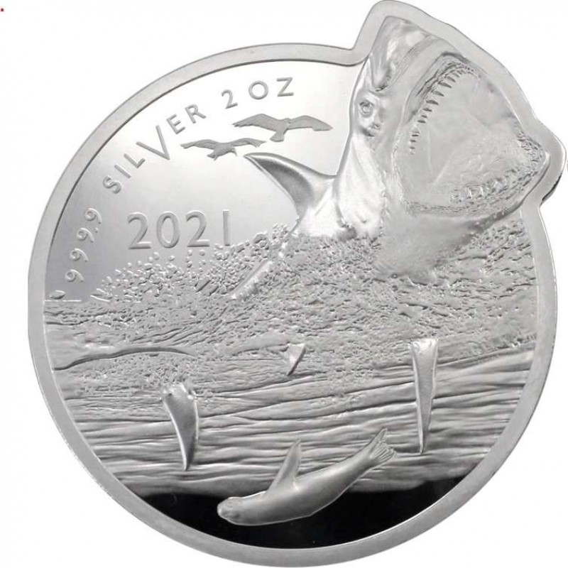 SOLOMON ISLANDS GREAT WHITE SHARK 2021 2 OZ SILVER COIN GOLD AND SILVER BULLION