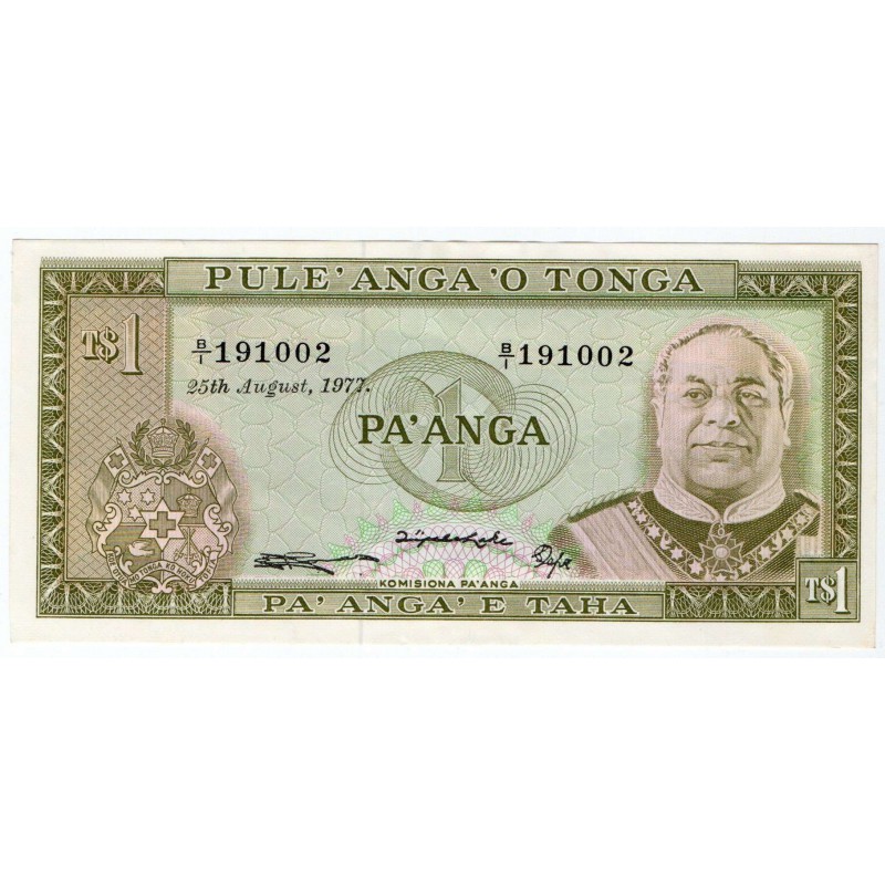 TONGA 1977 1 PANGAA King Taufaahau P19c BANKNOTE AU-UNC WORLD BANKNOTES
