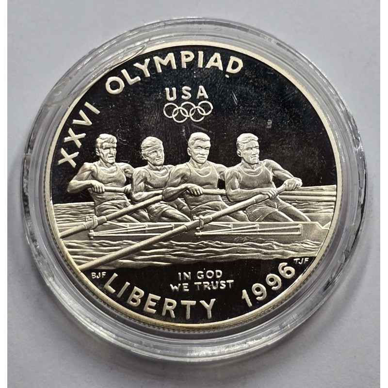 USA 1996 Atlanta Olympics Rowing Silver Dollar Coin WORLD COINS