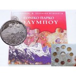 GREECE 2005 COMPLETE YEAR EURO COIN SET + 5 EURO SILVER .925 IN OFFICIAL COIN BLISTER  MOUNT OLYMBUS WORLD COINS