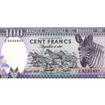 AFRICA RWANDA 1989 100 FRANCS ZEBRA P19 UNC WORLD BANKNOTES