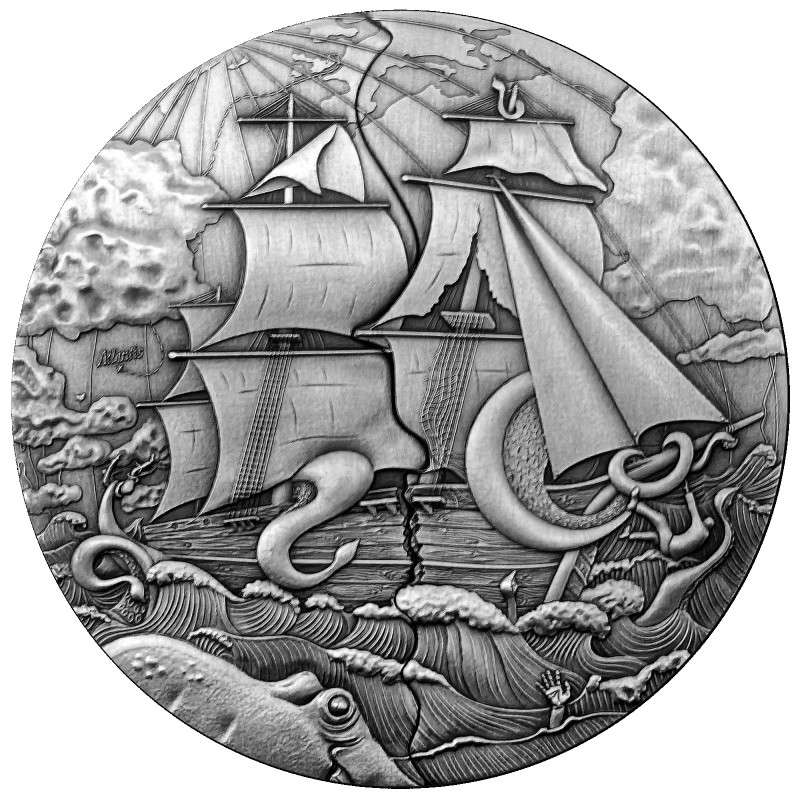 Atlantis 5 oz Samoa Silver antique finish coin 10 Dollar 2025 GOLD AND SILVER BULLION