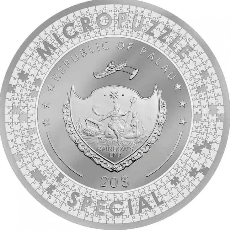 CREATION OF ADAM Micropuzzle Treasures Special Edition 5 Oz Silver Coin 20$ Palau 2023 GOLD AND SILVER BULLION