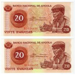 AFRICA ANGOLA 2 CONSECUTIVE 20 KWANZAS 1976 BANKNOTES UNC WORLD BANKNOTES